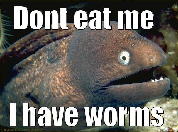 DONT EAT ME  I HAVE WORMS Bad Joke Eel