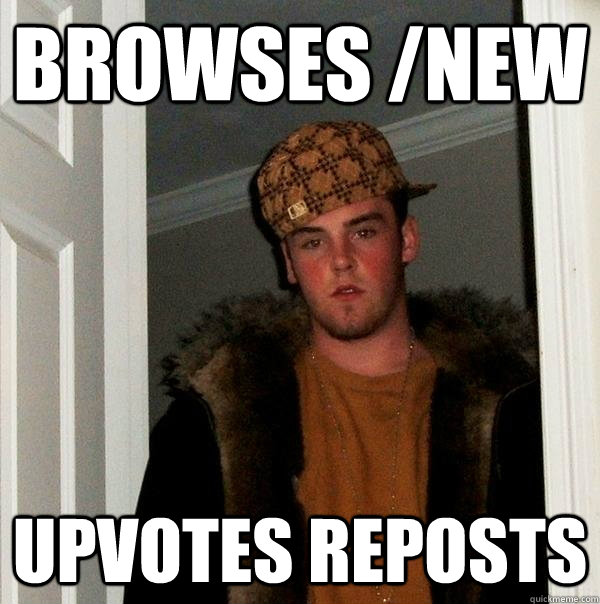 Browses /new upvotes reposts  Scumbag Steve