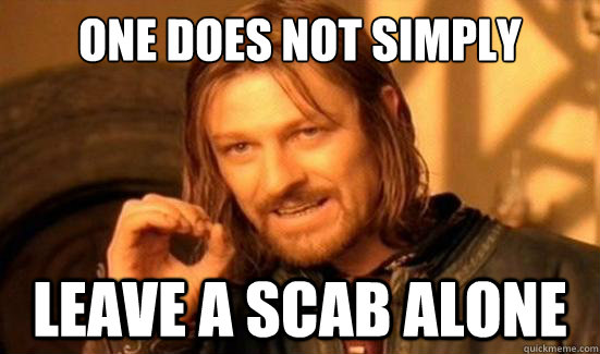 One Does Not Simply leave a scab alone - One Does Not Simply leave a scab alone  Boromir