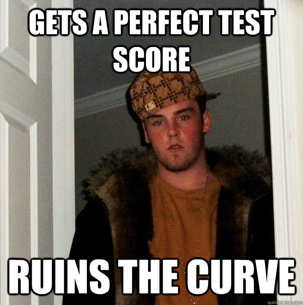 Gets a perfect test score ruins the curve - Gets a perfect test score ruins the curve  Scumbag Steve