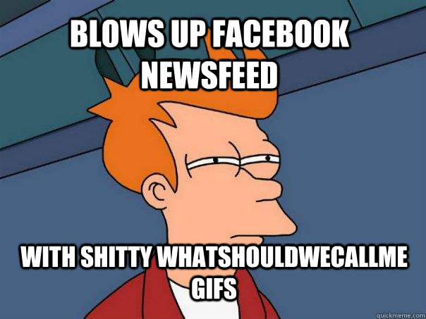 BLOWS UP FACEBOOK NEWSFEED WITH SHITTY WHATSHOULDWECALLME GIFS - BLOWS UP FACEBOOK NEWSFEED WITH SHITTY WHATSHOULDWECALLME GIFS  Futurama Fry