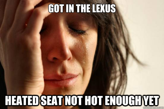 got in the lexus heated seat not hot enough yet - got in the lexus heated seat not hot enough yet  First World Problems