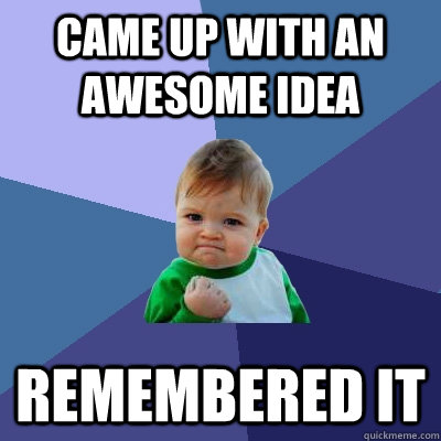 came up with an awesome idea remembered it  Success Kid