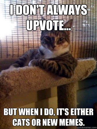 I don't always upvote... But when I do, it's either cats or new memes. - I don't always upvote... But when I do, it's either cats or new memes.  I dont always kitteh