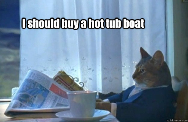 I should buy a hot tub boat  Sophisticated Cat