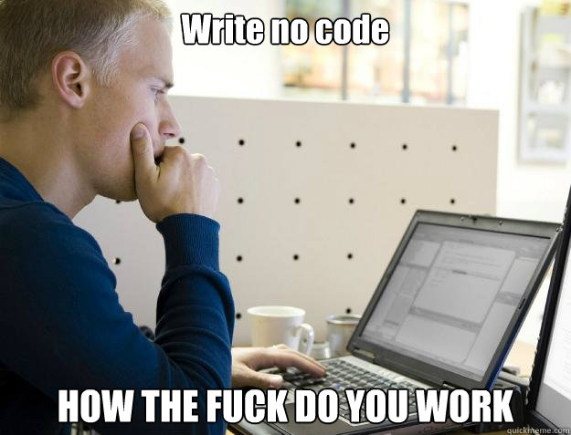 Write no code HOW THE FUCK DO YOU WORK  Programmer