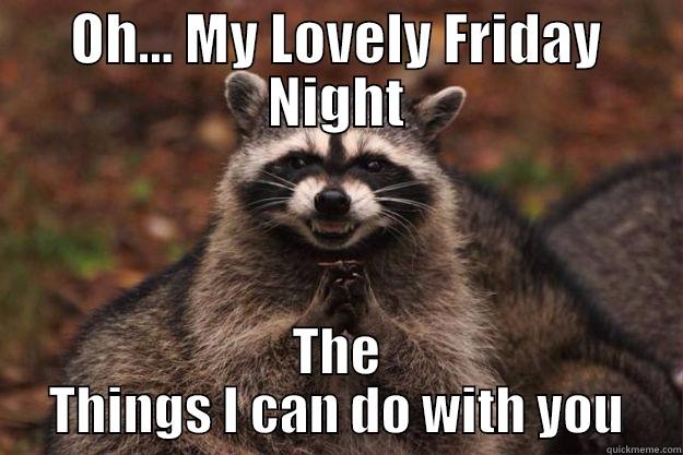 Bwahaha....It's Friday Night - OH... MY LOVELY FRIDAY NIGHT THE THINGS I CAN DO WITH YOU Evil Plotting Raccoon