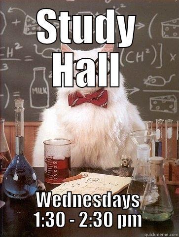 STUDY HALL WEDNESDAYS 1:30 - 2:30 PM Chemistry Cat