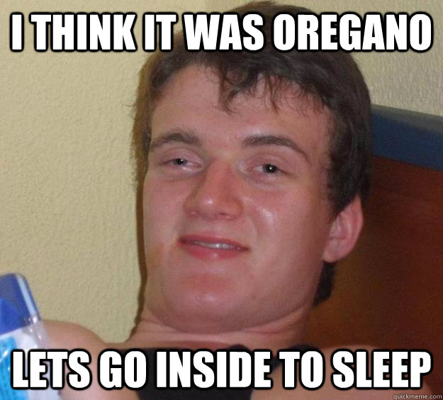 i think it was oregano lets go inside to sleep  10 Guy