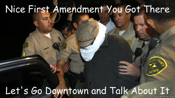 Nice First Amendment You Got There Let's Go Downtown and Talk About It  Defend the Constitution