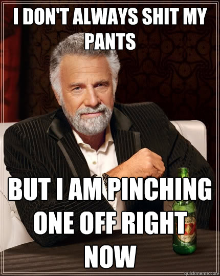 I don't always shit my pants  but i am pinching one off right now  The Most Interesting Man In The World