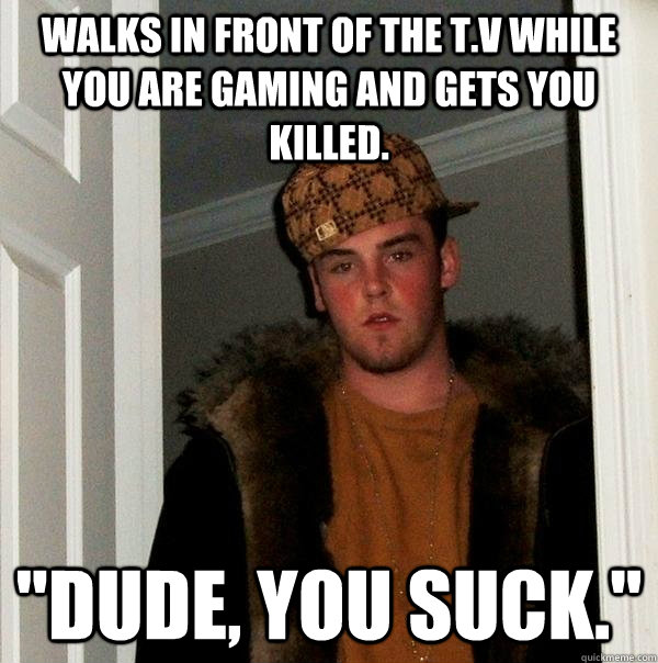 Walks in front of the T.V while you are gaming and gets you killed. 