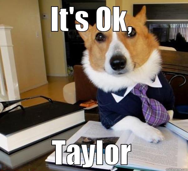 IT'S OK, TAYLOR Lawyer Dog