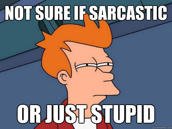 not sure if sarcastic or just stupid  Futurama Fry