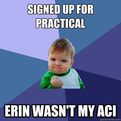 Signed up for practical erin wasn't my aci  Success Kid