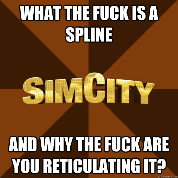 what the fuck is a spline and why the fuck are you reticulating it?  SimCity