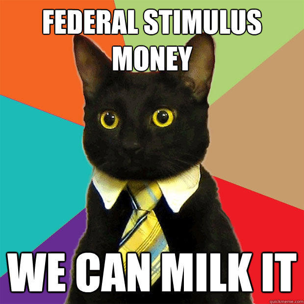 FEDERAL STIMULUS MONEY WE CAN MILK IT  Business Cat