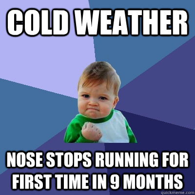 Cold weather Nose stops running for first time in 9 months - Cold weather Nose stops running for first time in 9 months  Success Kid