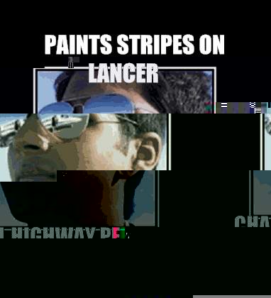 Paints stripes on Lancer Chal highway pe race karte hain  Rich Delhi Boy