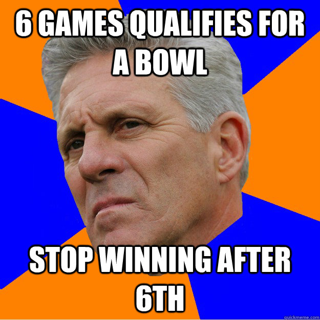 6 Games qualifies for a bowl Stop winning after 6th  