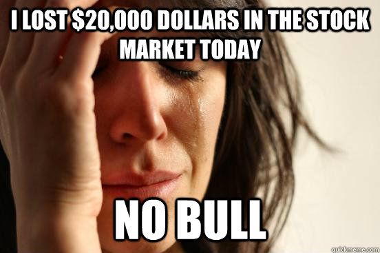 I Lost $20,000 dollars in the stock market today No bull - I Lost $20,000 dollars in the stock market today No bull  First World Problems