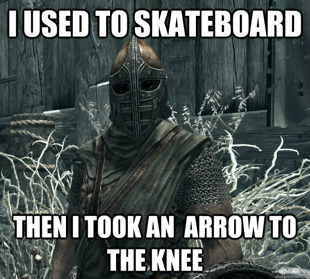 I Used to Skateboard Then I took an  arrow to the knee  Skyrim Guard