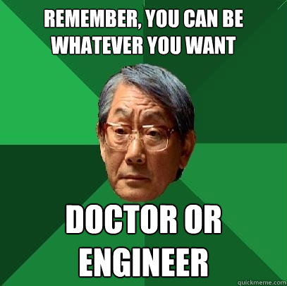 remember, you can be whatever you want doctor or engineer  High Expectations Asian Father