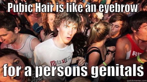 PUBIC HAIR IS LIKE AN EYEBROW   FOR A PERSONS GENITALS Sudden Clarity Clarence