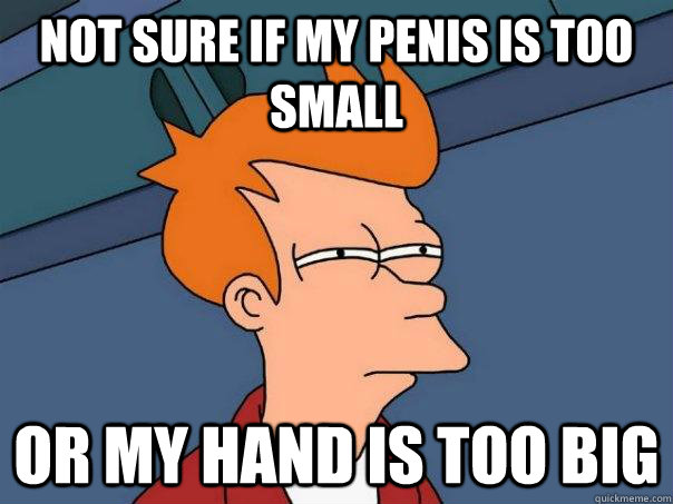 Not sure if my penis is too small Or my hand is too big  Futurama Fry