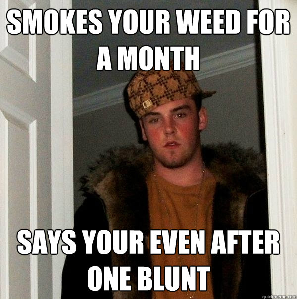 smokes your weed for a month says your even after one blunt  Scumbag Steve