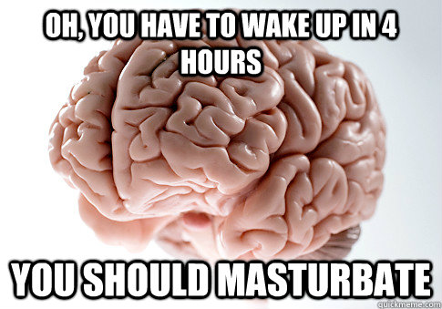 OH, you have to wake up in 4 hours you should masturbate  Scumbag Brain