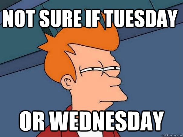 Not sure if tuesday Or wednesday - Not sure if tuesday Or wednesday  Futurama Fry