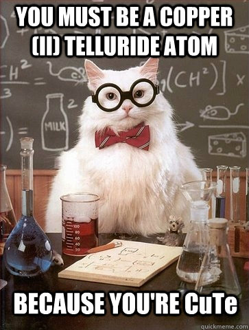 YOU MUST BE A COPPER (II) TELLURIDE ATOM BECAUSE YOU'RE CuTe  Chemistry Cat