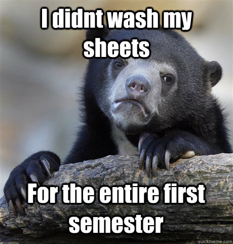 I didnt wash my sheets For the entire first semester - I didnt wash my sheets For the entire first semester  Confession Bear