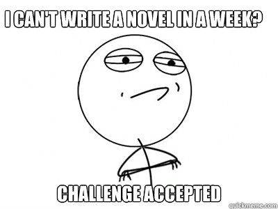 I can't write a novel in a week? Challenge accepted  Challenge Accepted