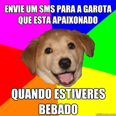 envie um sms para a garota que esta apaixonado quando estiveres bebado  Advice Dog