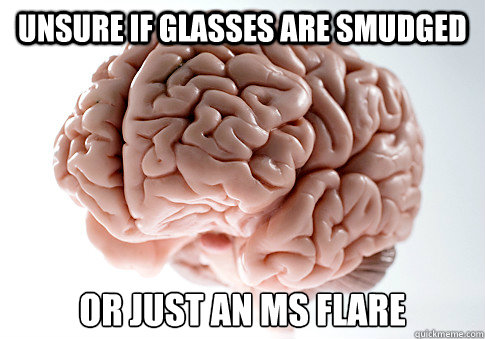 Unsure if Glasses are smudged or just an MS flare  Scumbag Brain