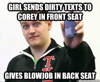 Girl sends dirty texts to Corey in Front seat Gives blowjob in back seat  