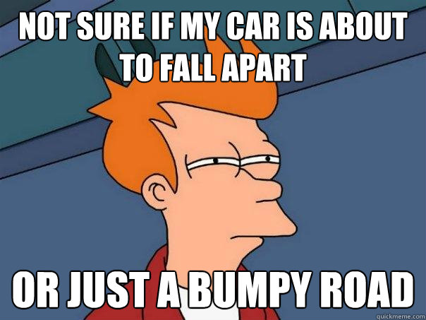 Not sure if my car is about to fall apart Or just a bumpy road - Not sure if my car is about to fall apart Or just a bumpy road  Futurama Fry