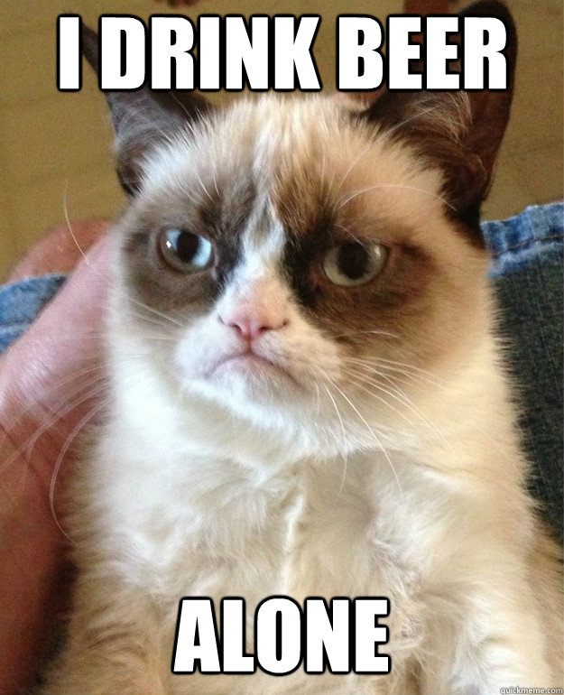 I drink beer alone  Grumpy Cat