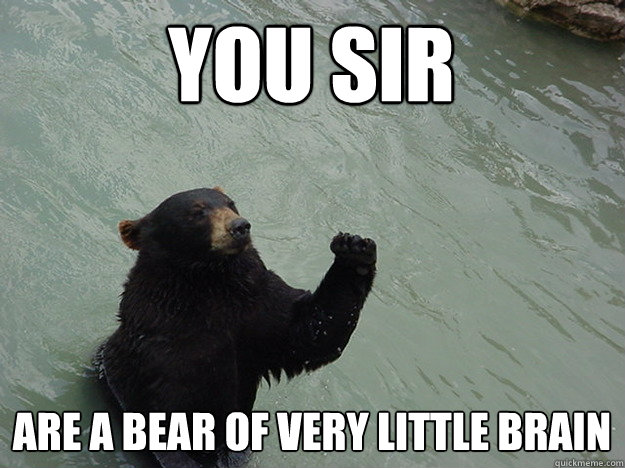 you sir are a bear of very little brain  Vengeful Bear