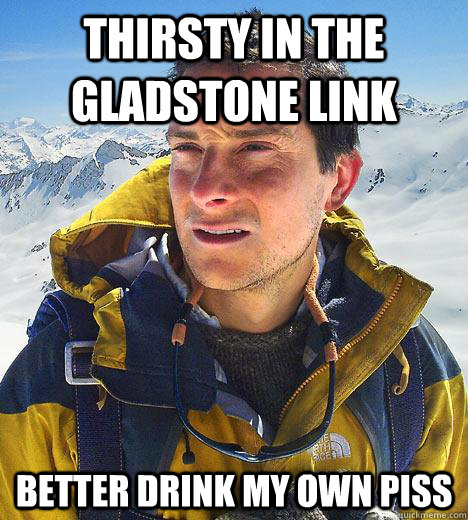 Thirsty in the Gladstone Link better drink my own piss  Bear Grylls