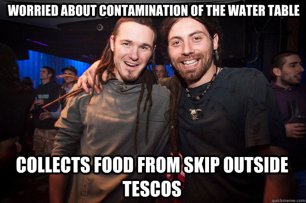 worried about contamination of the water table collects food from skip outside tescos  Cool Psytrance Bros