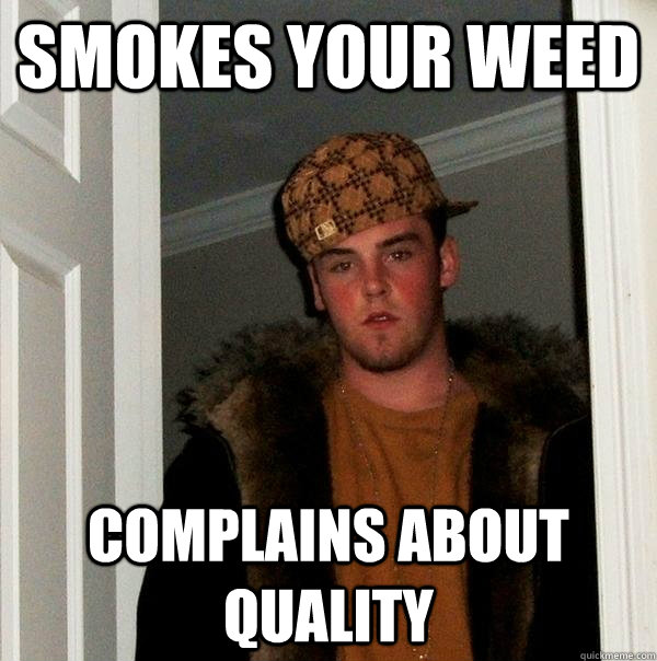 smokes your weed complains about quality - smokes your weed complains about quality  Scumbag Steve