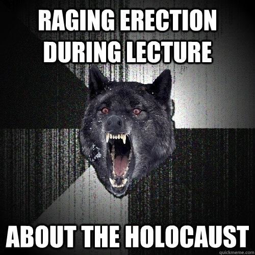 Raging erection during lecture About the Holocaust  Insanity Wolf