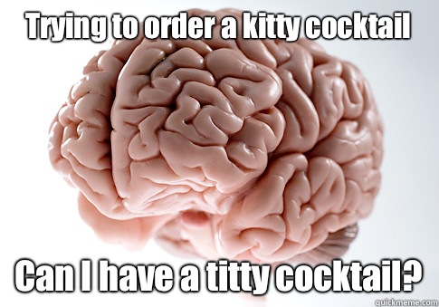 Trying to order a kitty cocktail  Can I have a titty cocktail?  Scumbag Brain