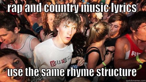 Country and rap same lyrics! - RAP AND COUNTRY MUSIC LYRICS USE THE SAME RHYME STRUCTURE Sudden Clarity Clarence