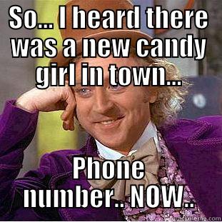 SO... I HEARD THERE WAS A NEW CANDY GIRL IN TOWN... PHONE NUMBER.. NOW.. Creepy Wonka