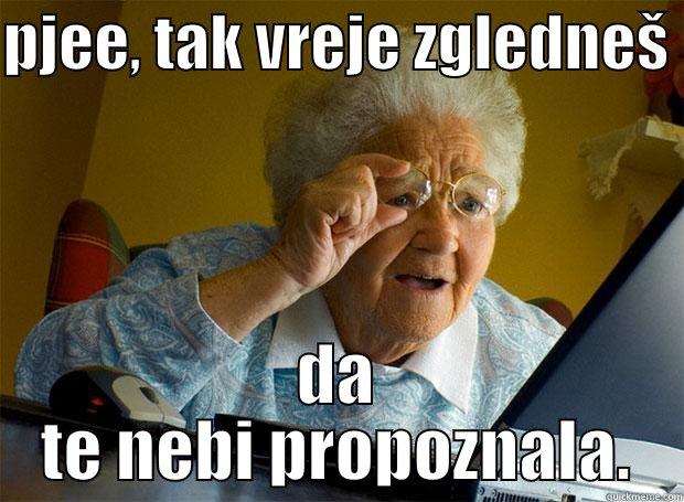 pjeee tak vreje zglejaš  - PJEE, TAK VREJE ZGLEDNEŠ  DA TE NEBI PROPOZNALA. Grandma finds the Internet