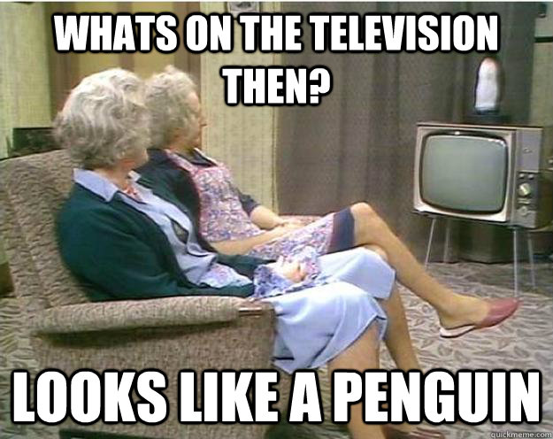 Whats on the television then? Looks like a Penguin - Whats on the television then? Looks like a Penguin  Best Python Bit ever.